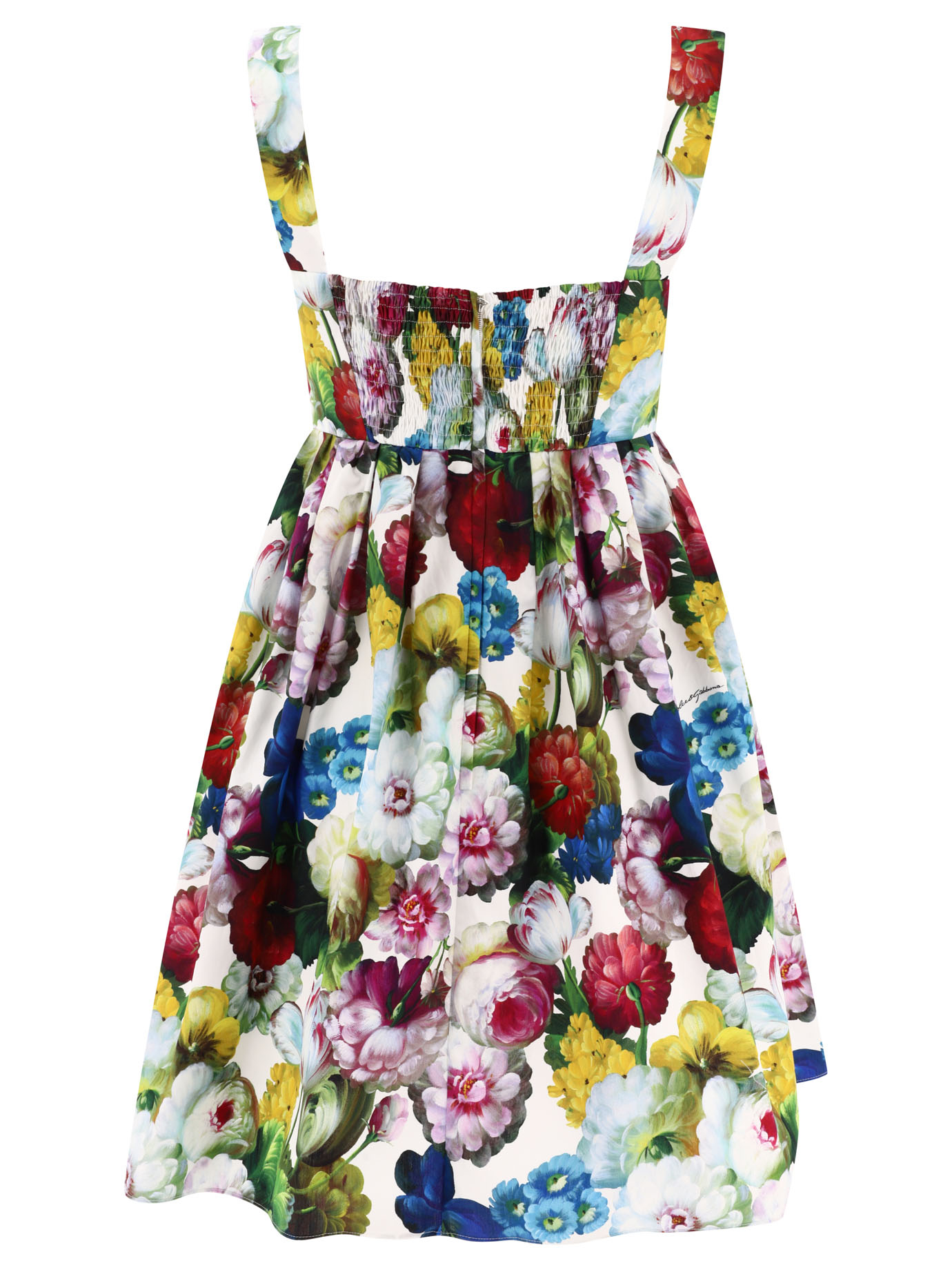 DOLCE & GABBANA Short cotton corset dress with nocturnal flower print